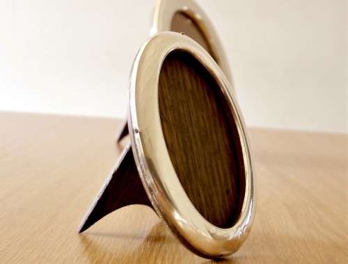 Charles Edwin Turner Set of 2 Antique Sterling Silver Oval Easelback Photo Picture Frame c.1916, VG