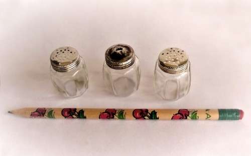 Sterling and Crystal Glass Miniature Picnic Travelling Cruet Set Salt Pepper Pots 1900-40 France EUC