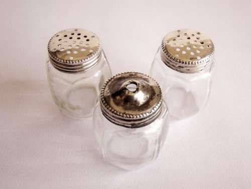 Sterling and Crystal Glass Miniature Picnic Travelling Cruet Set Salt Pepper Pots 1900-40 France EUC
