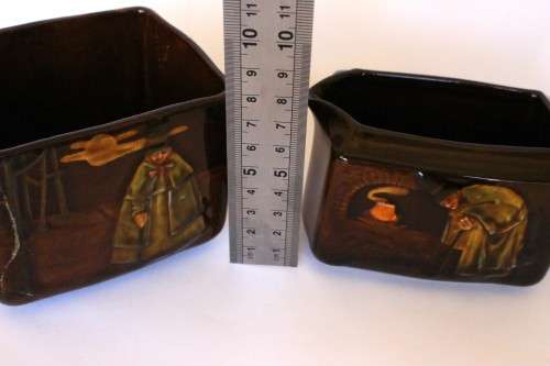 Royal Doulton Kingsware Witch Seriesware Teaset Creamer w Sugarbowl Chares Noke c1902-22 Rare