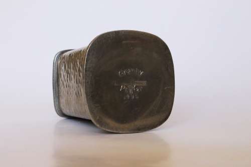 Granby hammered pewter Art Nouveau table top pen pencil holder toothbrush holder F.Pochin & Son 1910