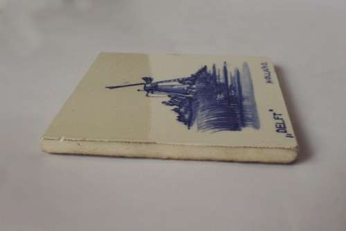 Antique Delft Blue Dutch Delftware Tile w/Windmill Hand Painted Faience Netherlands Holland c1900