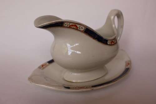 Wood and Sons Edward Pattern Gravy Boat and Underplate North Staffordshire c1891-1907 England