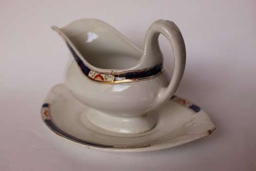 Wood and Sons Edward Pattern Gravy Boat and Underplate North Staffordshire c1891-1907 England