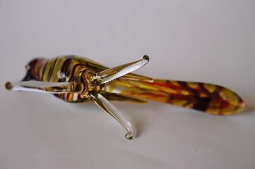 Vintage Murano Style Art Glass Bird Figurine Amber Pheasant On A Branch, Near Mint