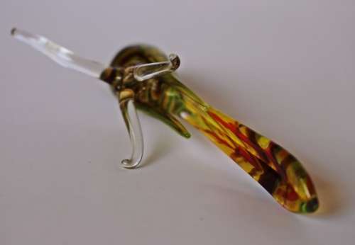 Vintage Murano Style Art Glass Bird Figurine Amber Pheasant On A Branch, Near Mint