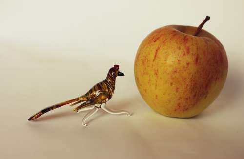 Vintage Murano Style Art Glass Bird Figurine Amber Pheasant On A Branch, Near Mint