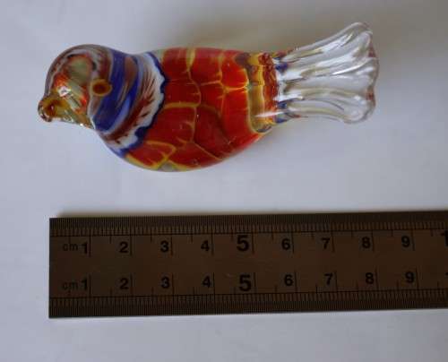 Vintage Murano Style Blown Glass Finch Bird Figurine Paperweight Bullicante Bubble c1960s EUC