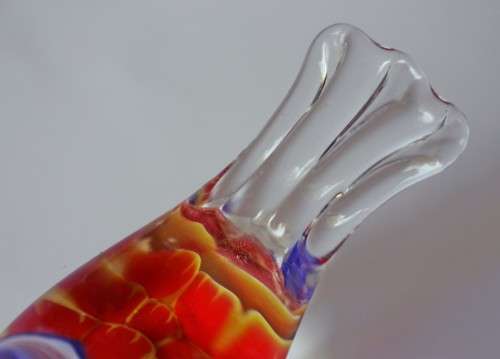 Vintage Murano Style Blown Glass Finch Bird Figurine Paperweight Bullicante Bubble c1960s EUC