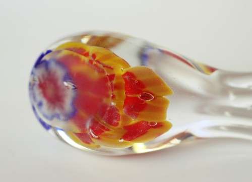 Vintage Murano Style Blown Glass Finch Bird Figurine Paperweight Bullicante Bubble c1960s EUC