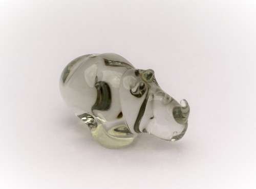 Vintage Ngwenya Glass Kingdom of Swaziland Rhinoceros Figurine Rhino Family w/Sticker Near Mint