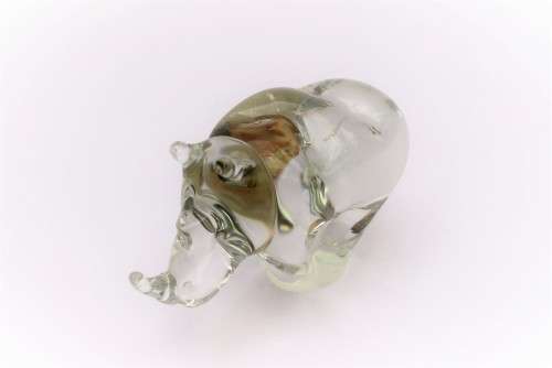 Vintage Ngwenya Glass Kingdom of Swaziland Rhinoceros Figurine Rhino Family w/Sticker Near Mint