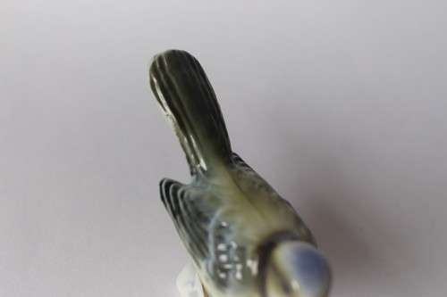 Vintage Blue Tit Titmouse Bird Gloss Figurine H5cm 1960s Germany, Excellent