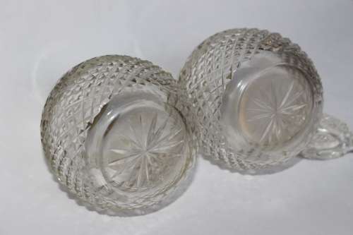 Twin Antique Perfume Bottle Cut Frosted/Clear Crystal Glass Sterling Silver Edwardian England EUC