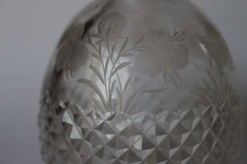Twin Antique Perfume Bottle Cut Frosted/Clear Crystal Glass Sterling Silver Edwardian England EUC