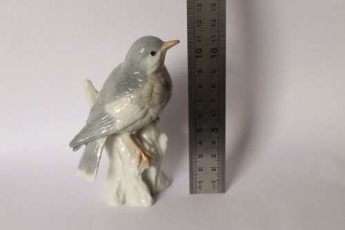 Otagiri OMC Vintage Porcelain Blue Grey Bird On A Branch Figurine Giftware Japan Near Mint