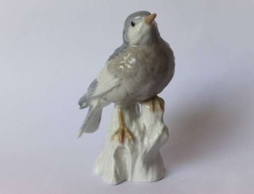 Otagiri OMC Vintage Porcelain Blue Grey Bird On A Branch Figurine Giftware Japan Near Mint