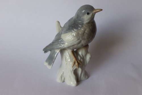 Otagiri OMC Vintage Porcelain Blue Grey Bird On A Branch Figurine Giftware Japan Near Mint