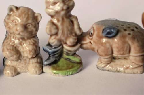 5 Wade Whimsies Wade Miniatures Wade Figurine Kitten, Rhino, Fawn, Chimp, Puss In Boots EUC