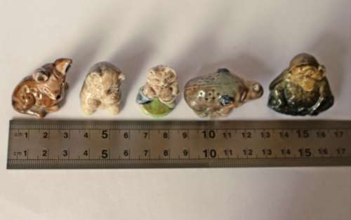 5 Wade Whimsies Wade Miniatures Wade Figurine Kitten, Rhino, Fawn, Chimp, Puss In Boots EUC