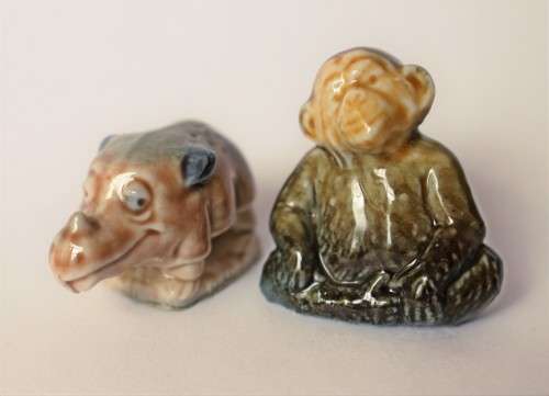 5 Wade Whimsies Wade Miniatures Wade Figurine Kitten, Rhino, Fawn, Chimp, Puss In Boots EUC