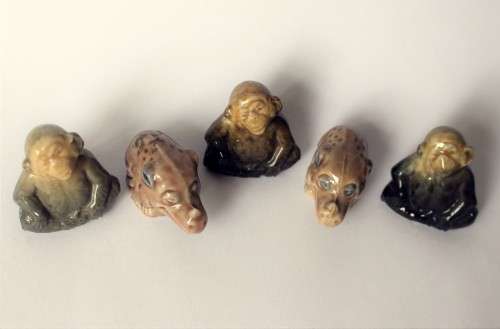 5 Vintage Wade Whimsies Flintstones Rhino and Chimpanzee Wade Miniatures Wade Figurine England EUC