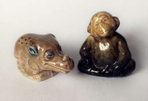 5 Vintage Wade Whimsies Flintstones Rhino and Chimpanzee Wade Miniatures Wade Figurine England EUC