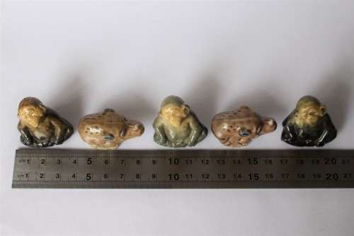 5 Vintage Wade Whimsies Flintstones Rhino and Chimpanzee Wade Miniatures Wade Figurine England EUC