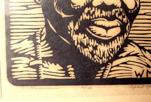 W.E. Mussmann Signed Dated Numbered Original Linocut Framed Print Fine South African Art c1932 EUC