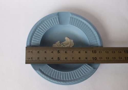 Wedgwood Blue Jasperware Ashtray Pin Dish Trinket Tray Cupid As Oracle England c1950s Near Mint