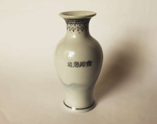Chinese Jingdezhen porcelain PROC vase landscape calligraphy Oriental Asian art vase China excellent