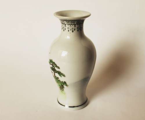 Chinese Jingdezhen porcelain PROC vase landscape calligraphy Oriental Asian art vase China excellent
