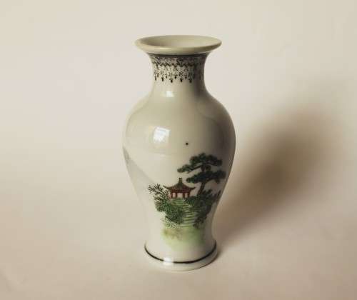 Chinese Jingdezhen porcelain PROC vase landscape calligraphy Oriental Asian art vase China excellent