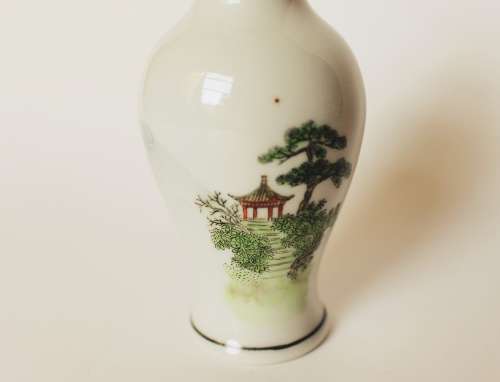 Chinese Jingdezhen porcelain PROC vase landscape calligraphy Oriental Asian art vase China excellent