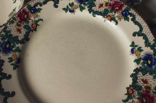 Royal Cauldon Creamer Teacup Side/Tea Plate Saucer Egg Cup/Jam Jar Victoria Pattern England c1920-38