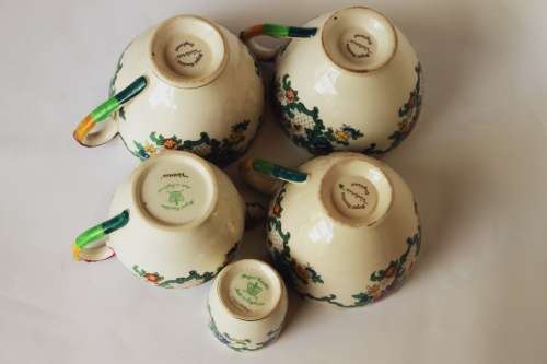 Royal Cauldon Creamer Teacup Side/Tea Plate Saucer Egg Cup/Jam Jar Victoria Pattern England c1920-38