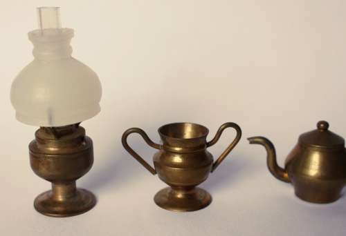 Vintage solid brass dollhouse miniature household items Durham Industries fireplace, excellent