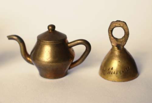 Vintage solid brass dollhouse miniature household items Durham Industries fireplace, excellent