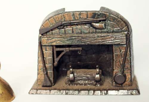 Vintage solid brass dollhouse miniature household items Durham Industries fireplace, excellent