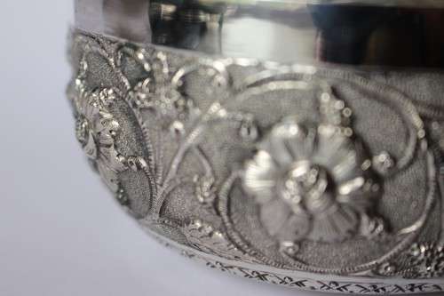 Fine Antique Anglo-Indian Silver Repousse Bowl Kutch Cutch Silver Colonial India 19thC Near Mint