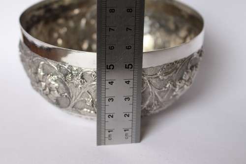 Fine Antique Anglo-Indian Silver Repousse Bowl Kutch Cutch Silver Colonial India 19thC Near Mint