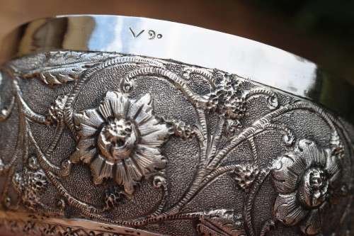 Fine Antique Anglo-Indian Silver Repousse Bowl Kutch Cutch Silver Colonial India 19thC Near Mint