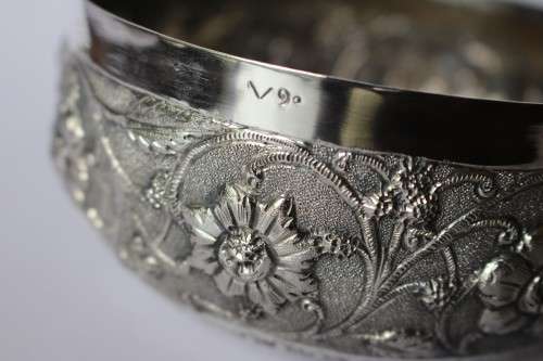 Fine Antique Anglo-Indian Silver Repousse Bowl Kutch Cutch Silver Colonial India 19thC Near Mint