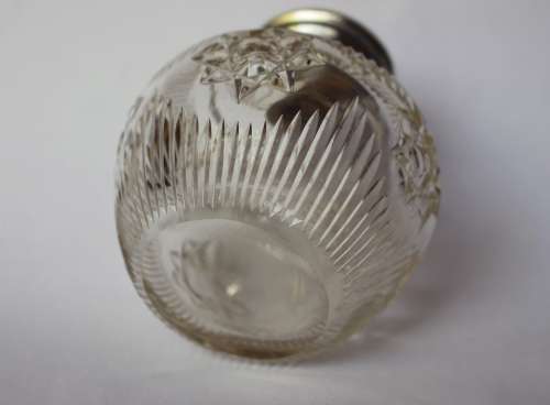 Antique Large Solid Sterling Silver Crystal Perfume Scent Bottle British Silver London c1920 EUC