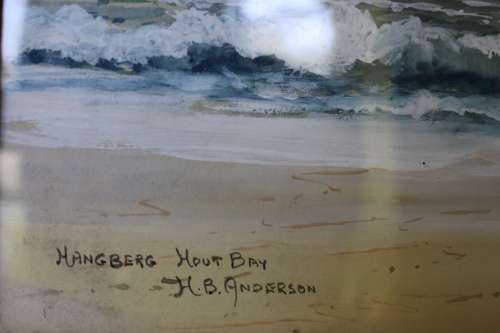 H. Anderson Signed Hangberg Hout Bay Original Watercolour Painting Framed South African Art Seascape