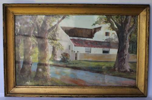 H. Anderson Signed Steenberg Tokai Original Gouache Painting Framed Landscape South African Art
