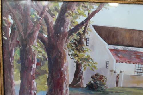 H. Anderson Signed Steenberg Tokai Original Gouache Painting Framed Landscape South African Art