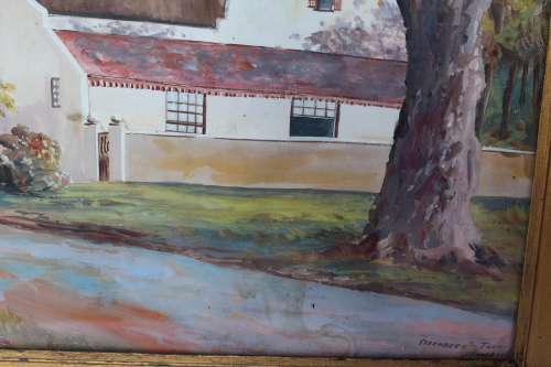 H. Anderson Signed Steenberg Tokai Original Gouache Painting Framed Landscape South African Art