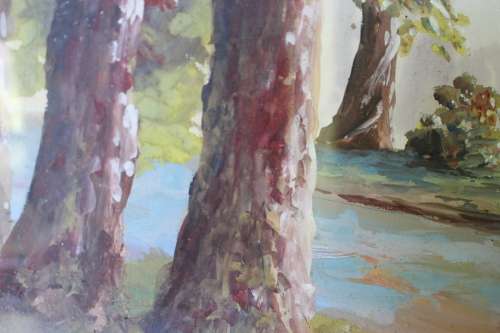 H. Anderson Signed Steenberg Tokai Original Gouache Painting Framed Landscape South African Art