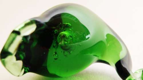Seguso VdA Bullicante Murano glass swan bird figurine deep emerald art glass c 1950s Italy excellent